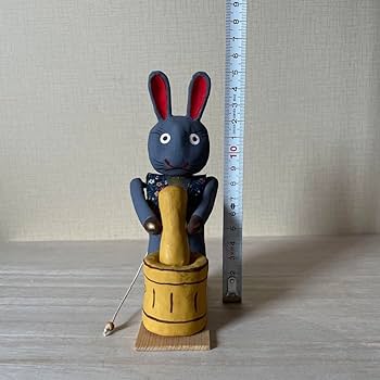 長門張子　杵つきうさぎ　餅つき　からくり　民芸品　郷土玩具 長門張子 杵つきうさぎ 餅つき からくり 民芸品 郷土玩具